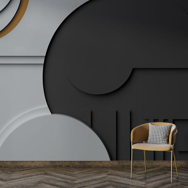 Geometric Wallpaper | Black White Gold Abstract Design