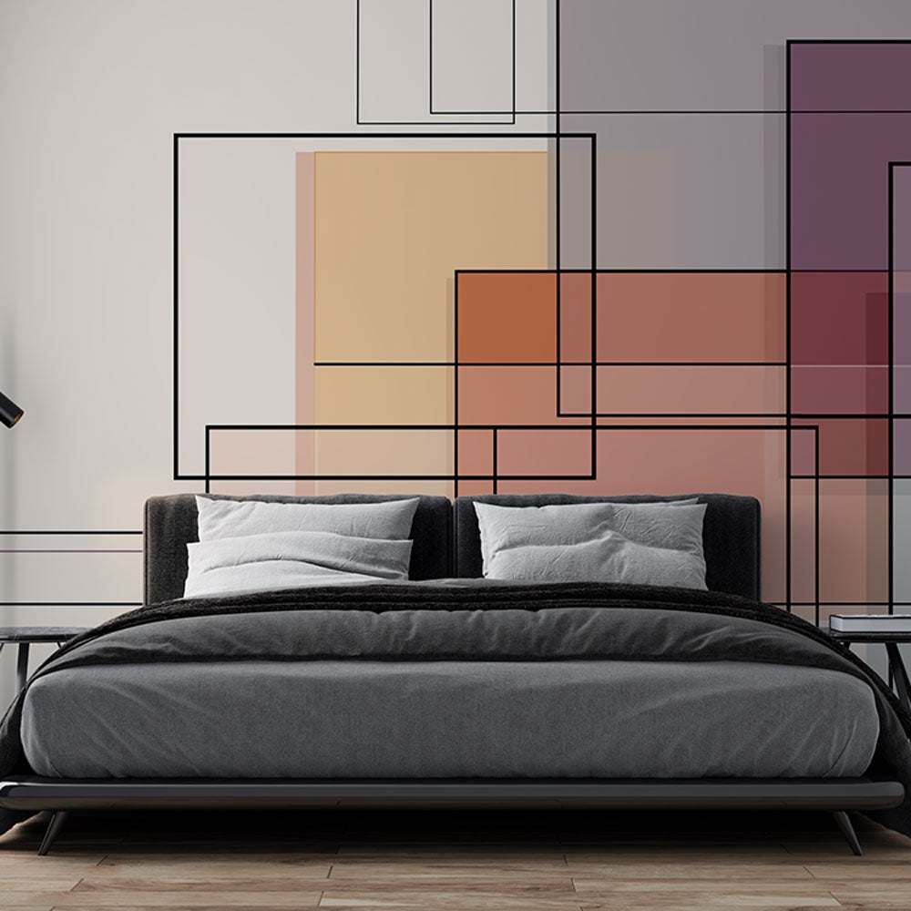 Geometric Wallpaper | Layered Color Block Wall Mural