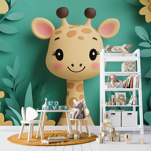 Giraffe Wallpaper | Flowers and Foliage Wall Mural Decor