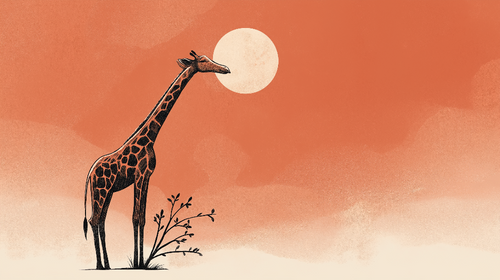 Artistic Giraffe Wallpaper | Amber Sky Illustration Mural