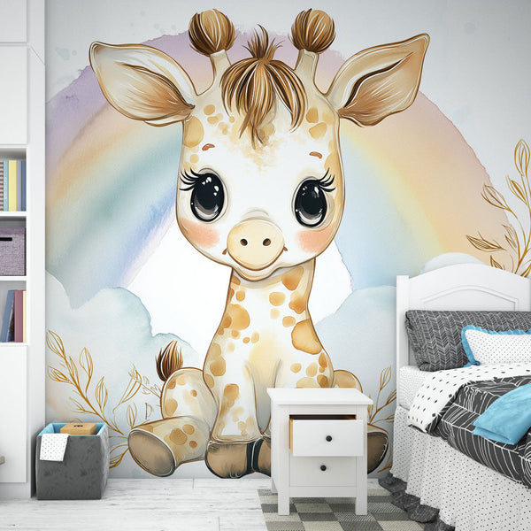 Cute Giraffe Wallpaper | Giraffe Under a Pastel Rainbow