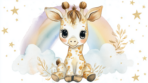 Cute Giraffe Wallpaper | Giraffe Under a Pastel Rainbow