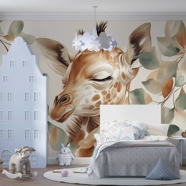 Giraffe Wallpaper | Artistic Giraffe Portrait with Foliage
