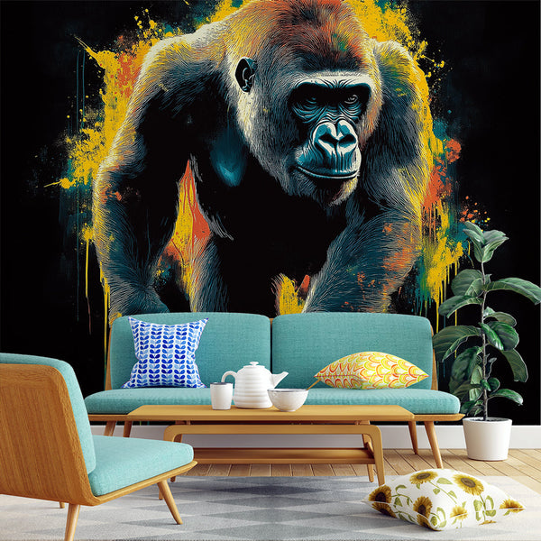 Splash Gorilla Wallpaper | Colorful Artistic Illustration