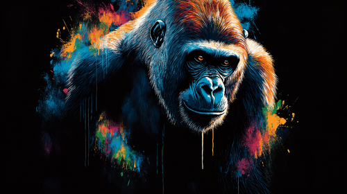 Artistic Gorilla Wallpaper | Vibrant Illustration on Black