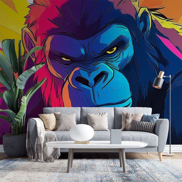 Dynamic Gorilla Wallpaper | Bright Stylized Illustration
