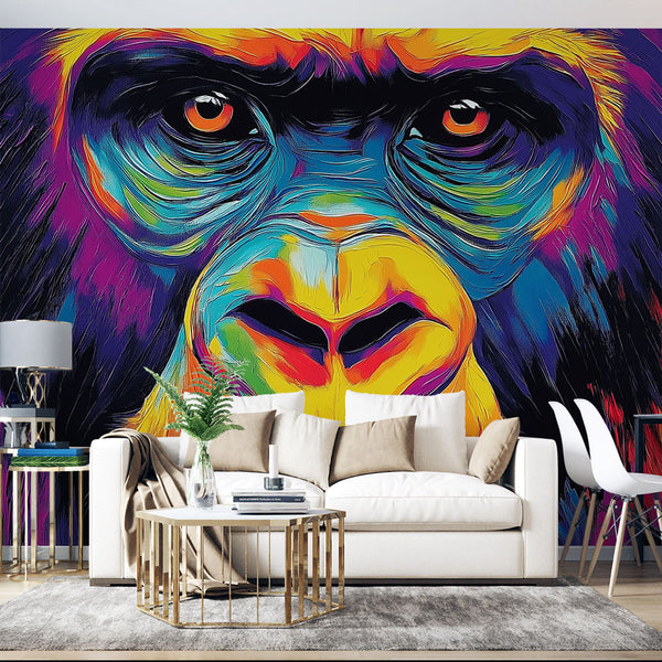 Colorful Gorilla Wallpaper | Vibrant Multicolor Portrait