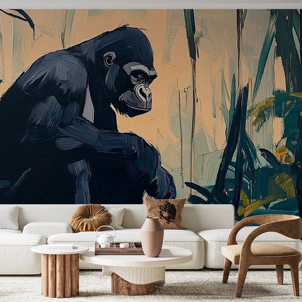 Jungle Gorilla Wallpaper | Colorful Tropical Design