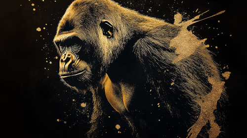 Black and Gold Gorilla Wallpaper | Luxurious Design
