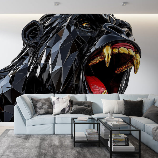 Faceted Gorilla Wallpaper | Geometric Relief Design