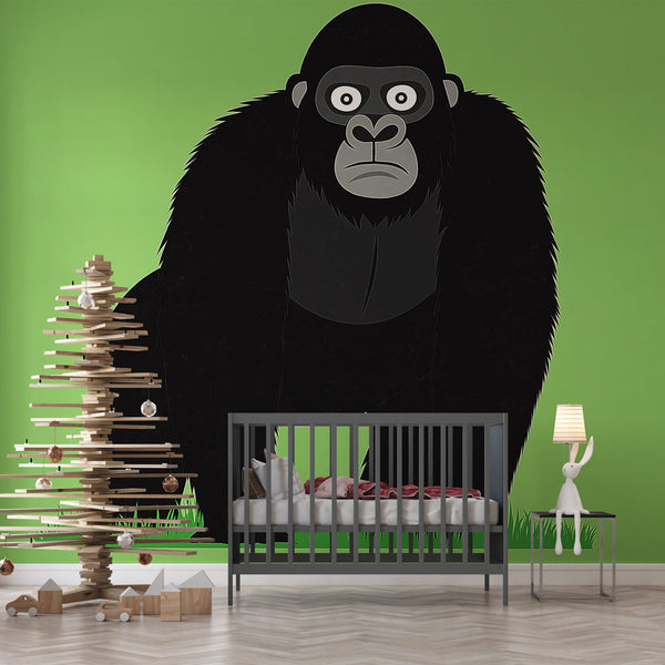 Gorilla Wallpaper | Stylized Illustration on Green Background