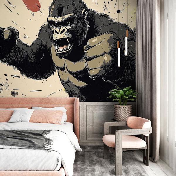 Gorilla Wallpaper | Dynamic Illustration of a Gorilla in Motion