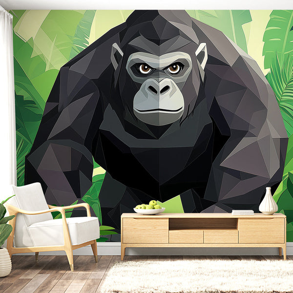 Polygonal Gorilla Wallpaper | Geometric Jungle Design