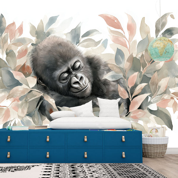 Gorilla Wallpaper | Peaceful Gorilla Among Delicate Leaves