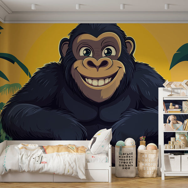 Smiling Gorilla Wallpaper | Playful Jungle Scene