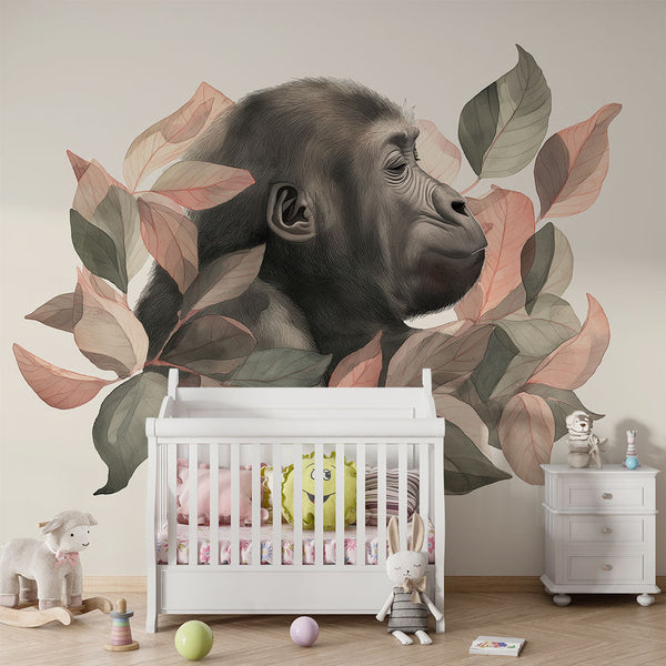 Gorilla Wallpaper | Majestic Gorilla Framed by Elegant Leaves