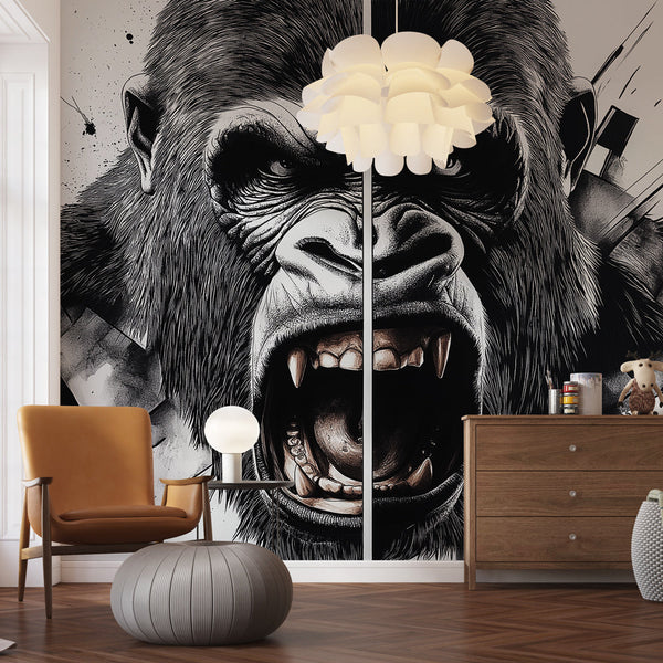 Graphic Gorilla Face Wallpaper | Bold Detailed Portrait