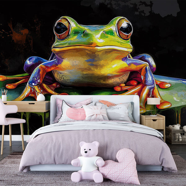 Colorful Frog Wallpaper | Vibrant Frog Perched on Leaf