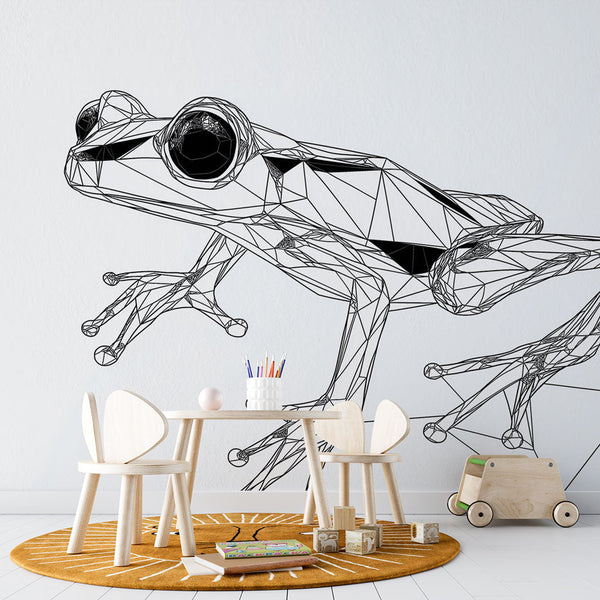 Geometric Frog Wallpaper | Wireframe Frog on White Background