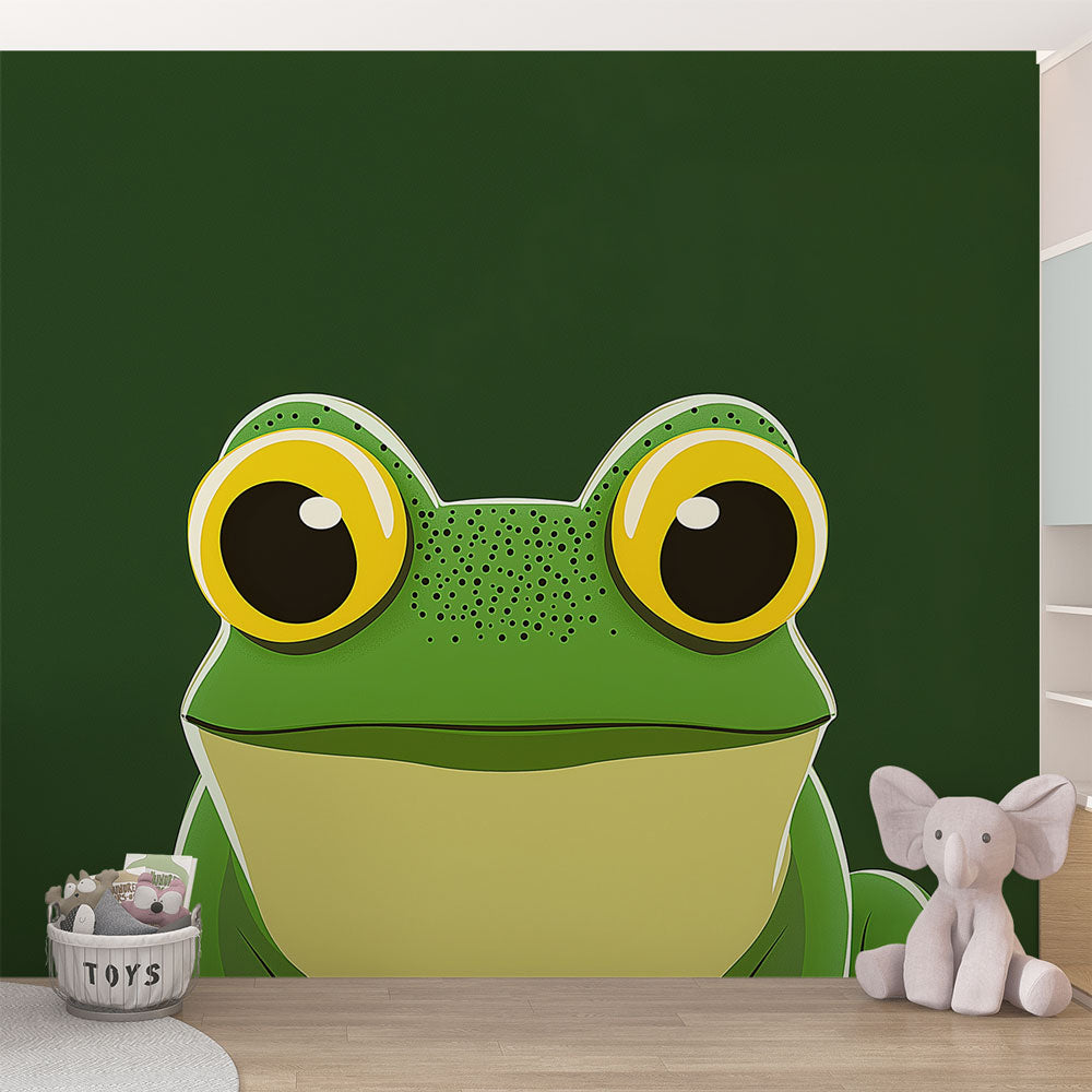 Frog Wallpaper | Cartoon Frog with Yellow Eyes on Green