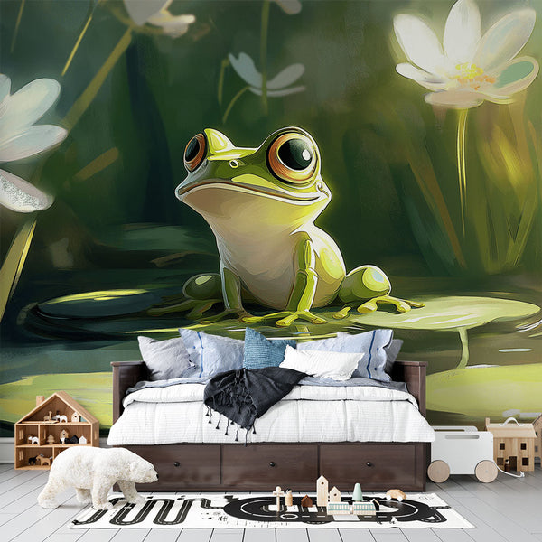 Frog Wallpaper | Joyful Frog on Water Lilies Landscape