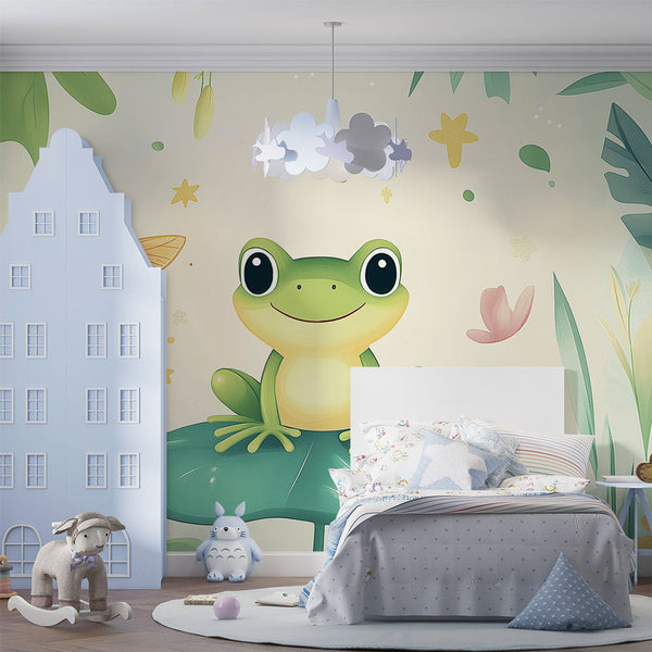 Frog Wallpaper | Joyful Frog Among Colorful Flowers