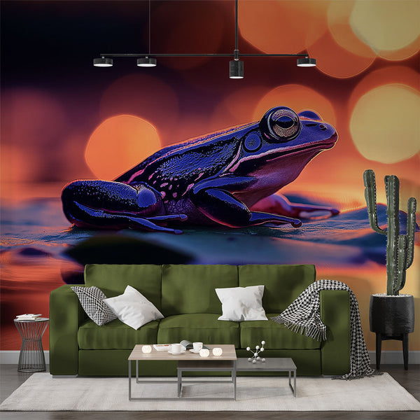 Frog Wallpaper | Frog on Leaf with Colorful Reflections