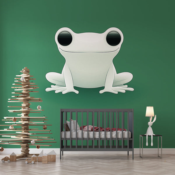 Frog Wallpaper | Stylized White Frog on Green Background