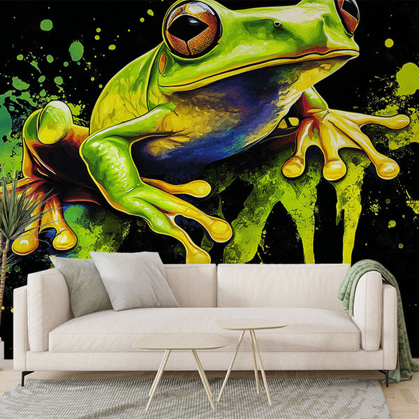 Frog Wallpaper | Vibrant Frog Illustration on Black