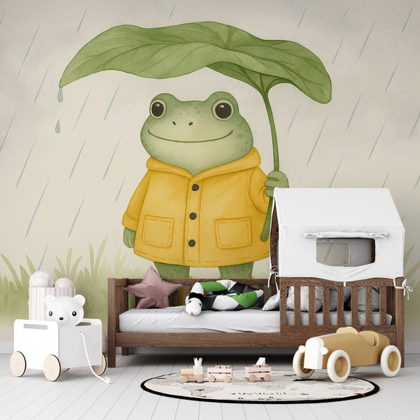 Happy Frog Wallpaper | Smiling Frog Under a Giant Leaf
