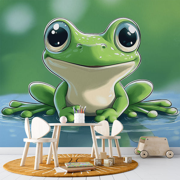 Cute Frog Wallpaper | Smiling Green Frog on Water