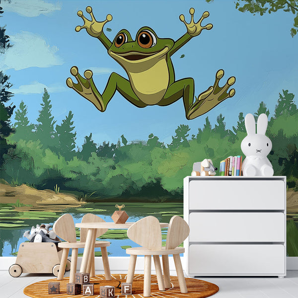 Jumping Frog Wallpaper | Frog Leaping Across Lake