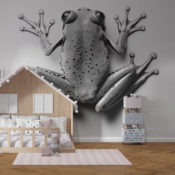 Frog Wallpaper | Stylized Black and White Frog Illustration