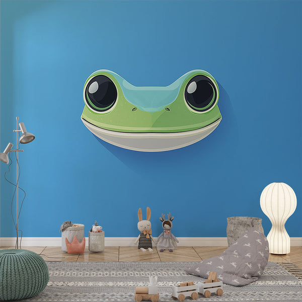 Frog Wallpaper | Stylized Frog Face on Blue Background