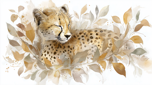 Cheetah Wallpaper | Elegant Cheetah Framed by Golden Leaves