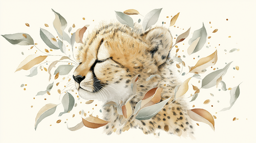 Cheetah Wallpaper | Peaceful Cheetah Among Delicate Leaves