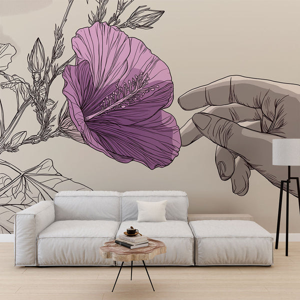 Hibiscus Wallpaper | Violet Blooms with Delicate Outlines
