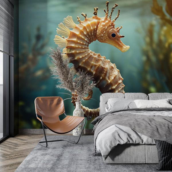 Seahorse Wallpaper | Elegant Motif in Calming Marine Decor