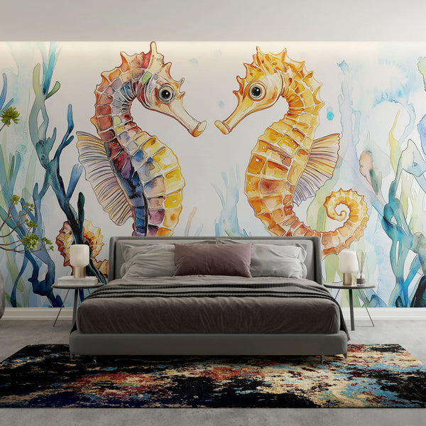Seahorse Wallpaper | Watercolour Seahorses in Habitat
