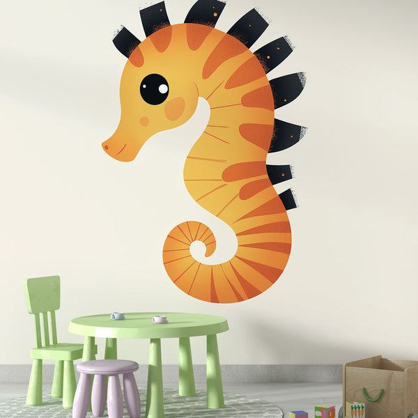 Seahorse Wallpaper | Playful Illustrations of an Orange Seahorse