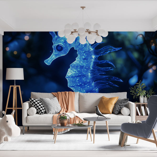 Luminous Seahorse Wallpaper | Hypnotic and Shimmering Design