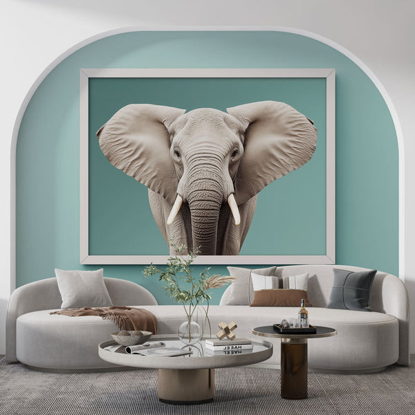 Elegant Elephant Wallpaper on Turquoise Background