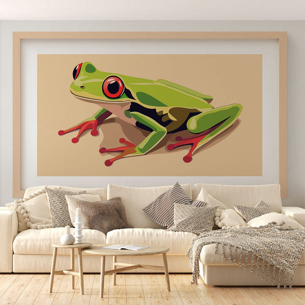 Vivid Red-Eyed Frog Wallpaper Illustration