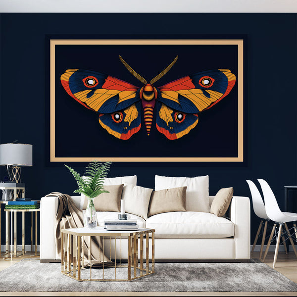 Painting-Style Wallpaper | Bold Vibrant Butterfly on Black