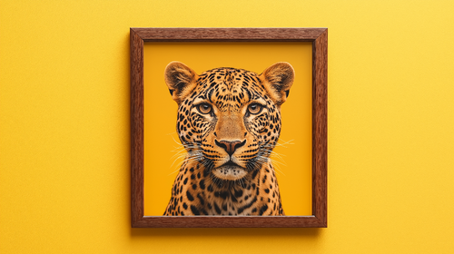 Captivating Leopard Portrait Wallpaper on Vibrant Yellow