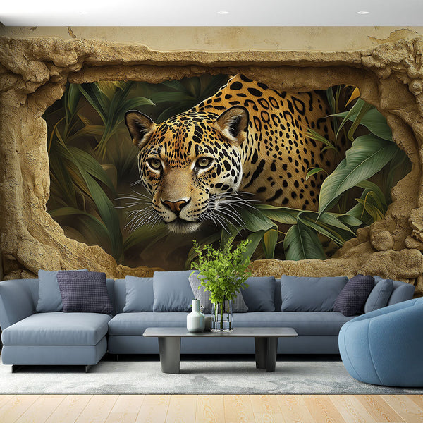 Painting Imitation Wallpaper | Majestic Leopard in the Jungle