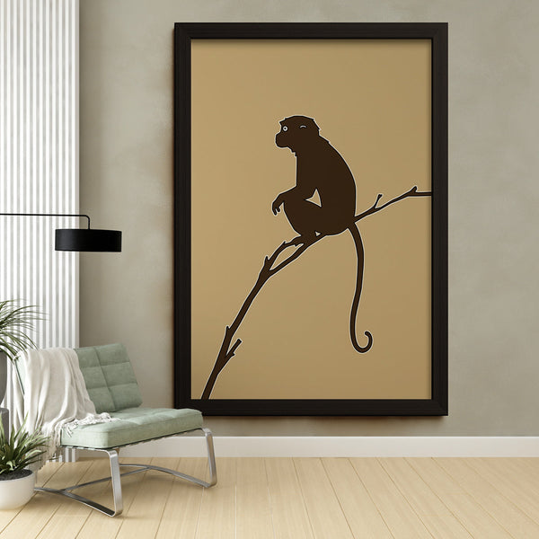 Monkey Silhouette Wallpaper on Elegant Branch