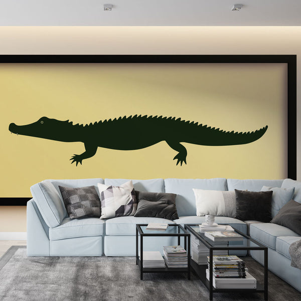 Stylised Crocodile Silhouette Wallpaper on Yellow