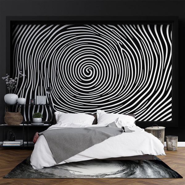 Painting-Style Wallpaper | Elegant Black and White Spirals