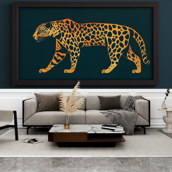 Stylised Leopard Wallpaper in Warm Vibrant Tones